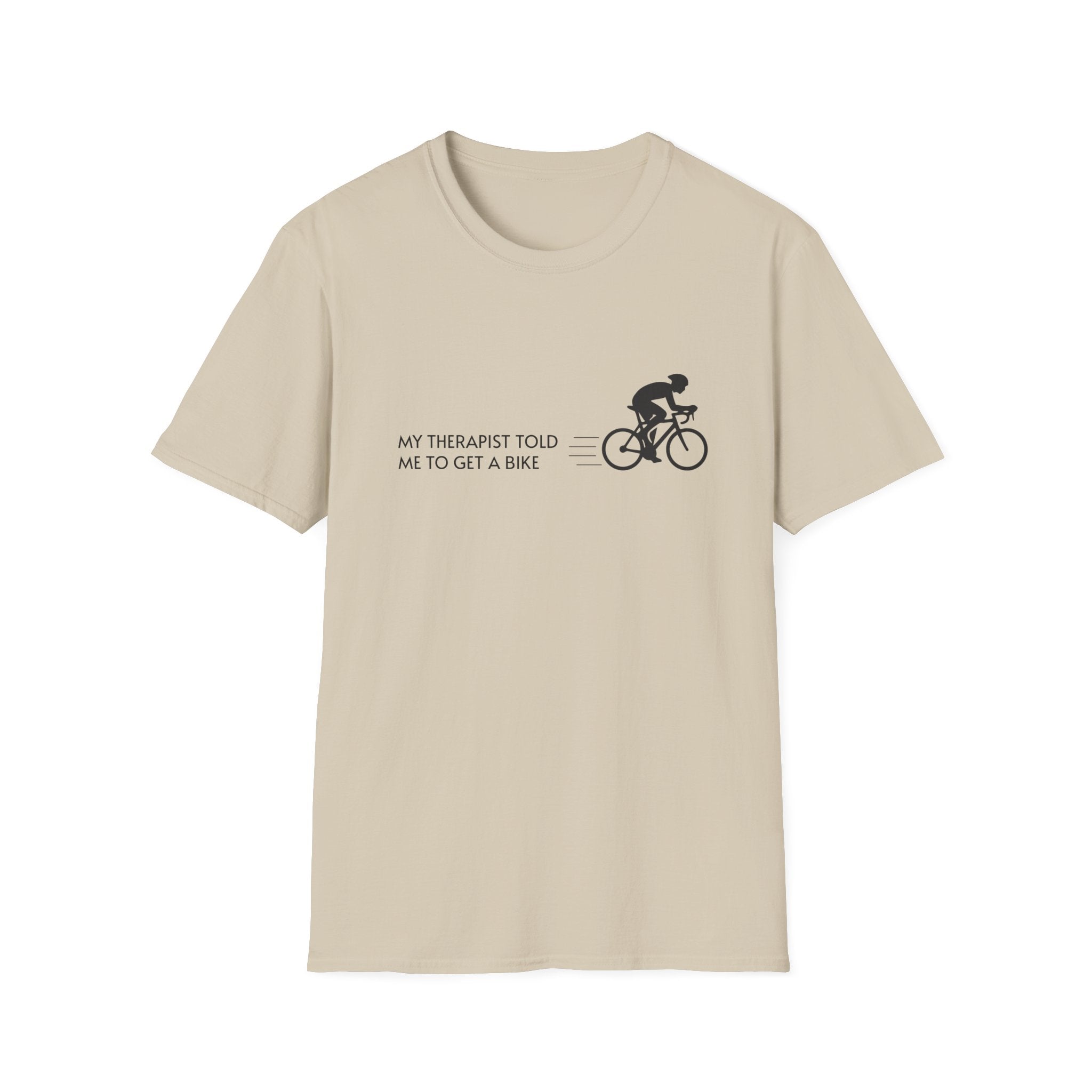 Cycling T-Shirt — “My Therapist Told Me To Get A Bike” Minimal Bike Tee