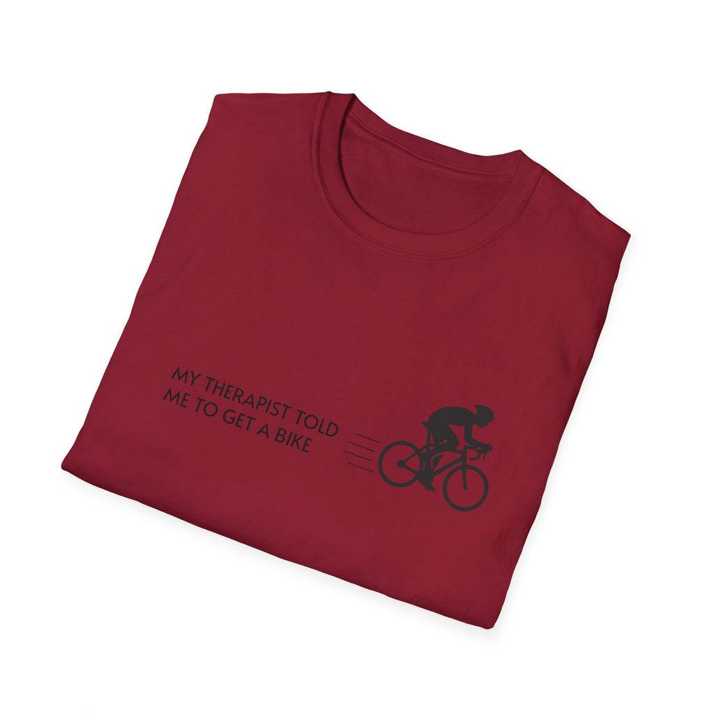 Cycling T-Shirt — “My Therapist Told Me To Get A Bike” Minimal Bike Tee