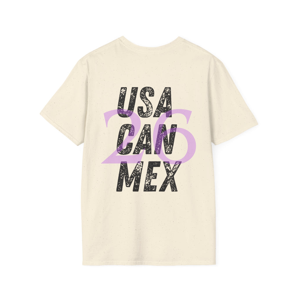 USA CAN MEX T-Shirt | Country Abbreviation Graphic, Pink Accent
