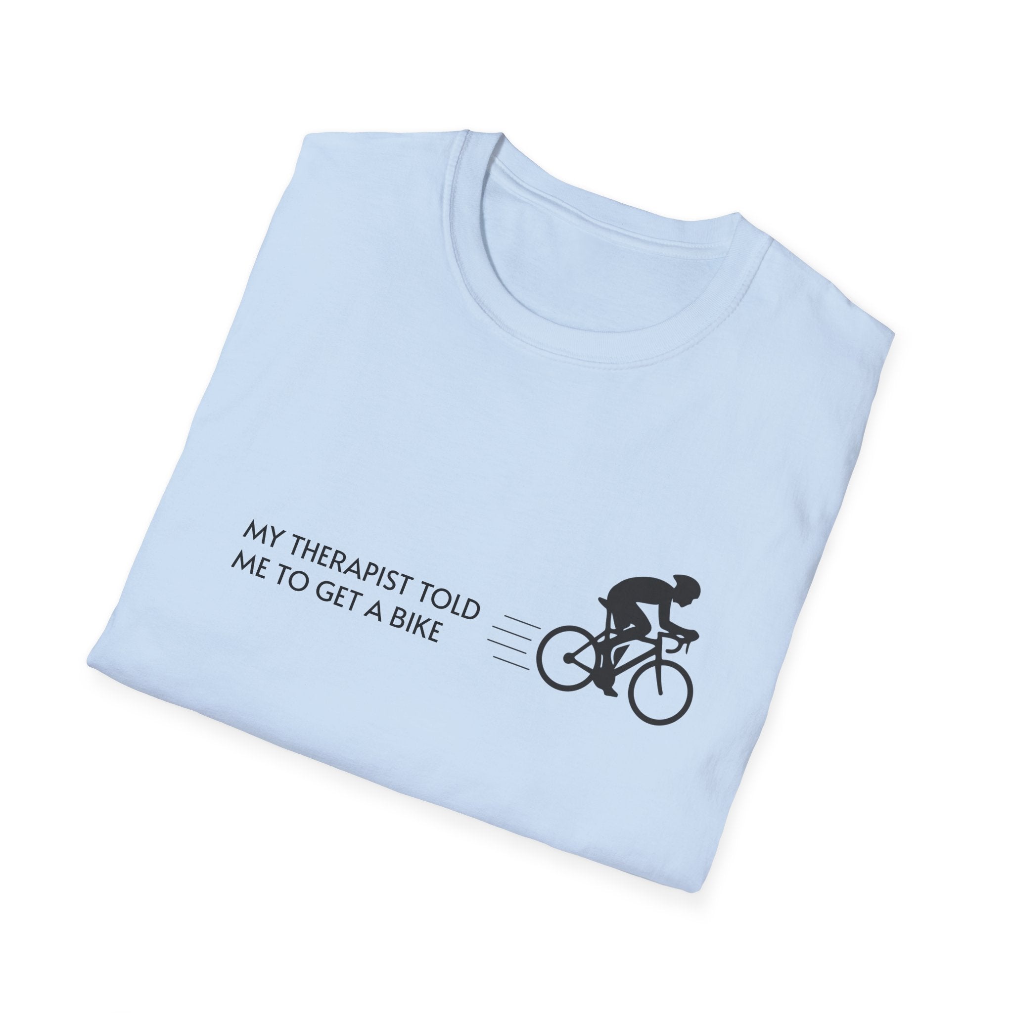 Cycling T-Shirt — “My Therapist Told Me To Get A Bike” Minimal Bike Tee