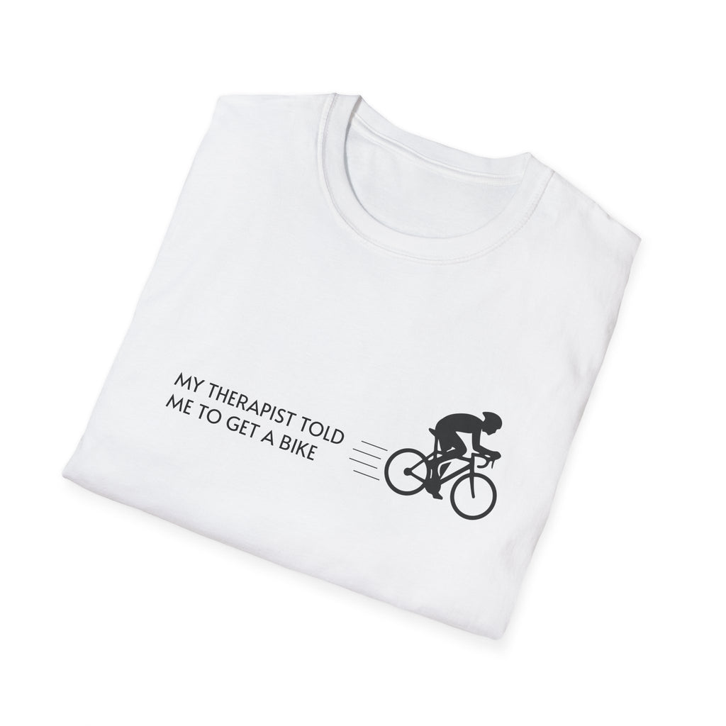 Cycling T-Shirt — “My Therapist Told Me To Get A Bike” Minimal Bike Tee