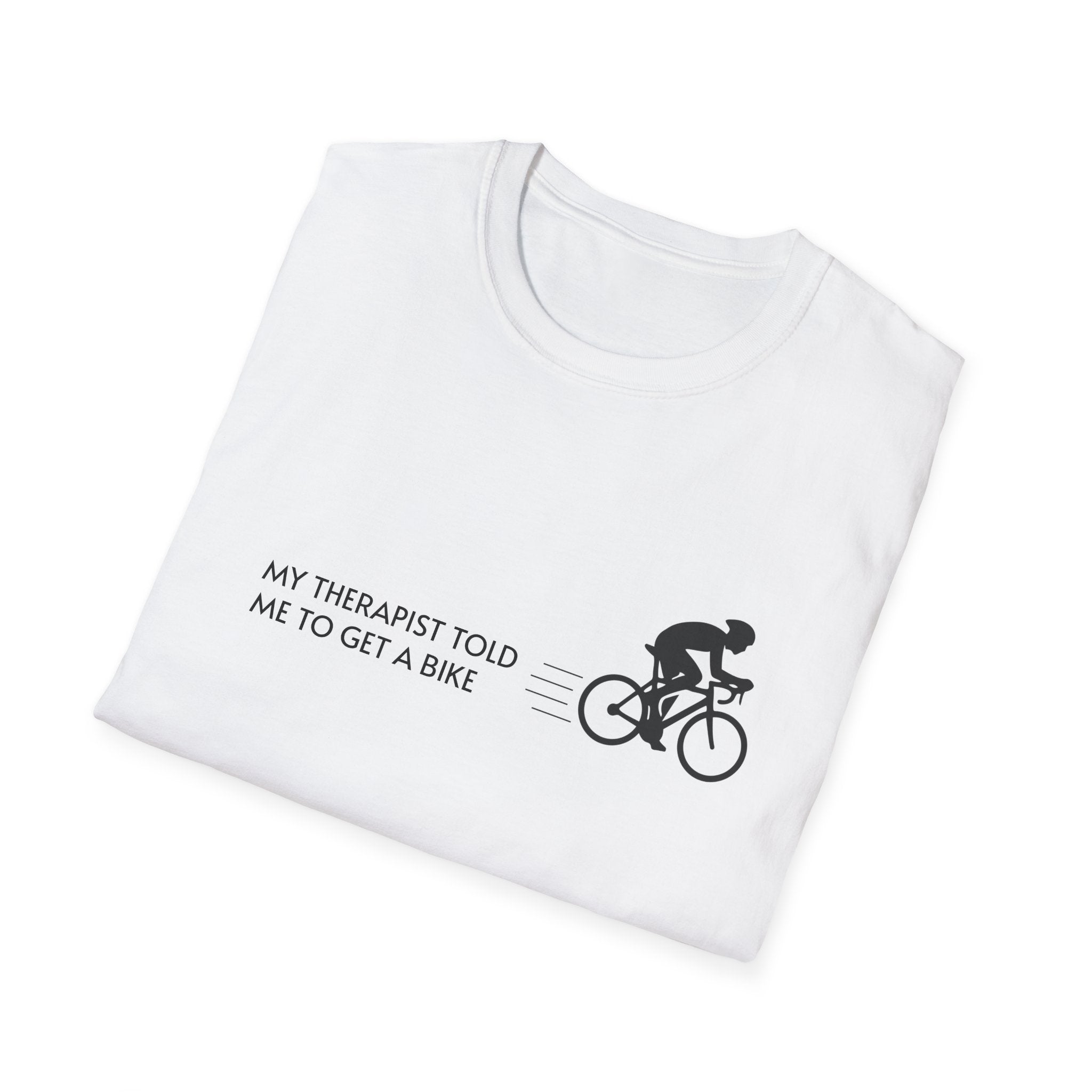 Cycling T-Shirt — “My Therapist Told Me To Get A Bike” Minimal Bike Tee