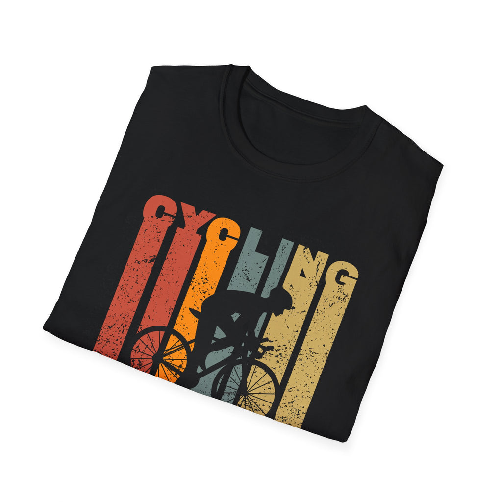 Retro Cycling Silhouette T-Shirt | Vintage Striped Bicycle Tee