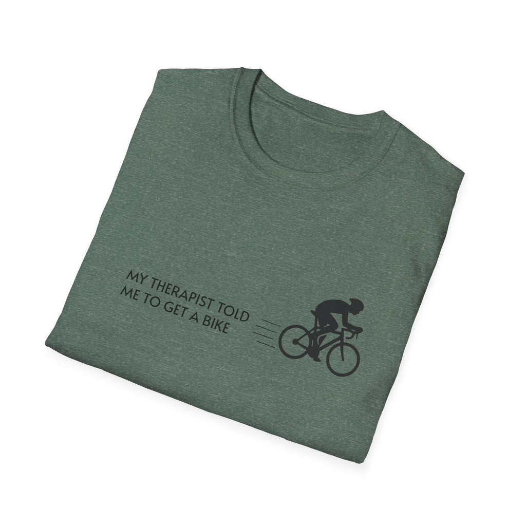Cycling T-Shirt — “My Therapist Told Me To Get A Bike” Minimal Bike Tee