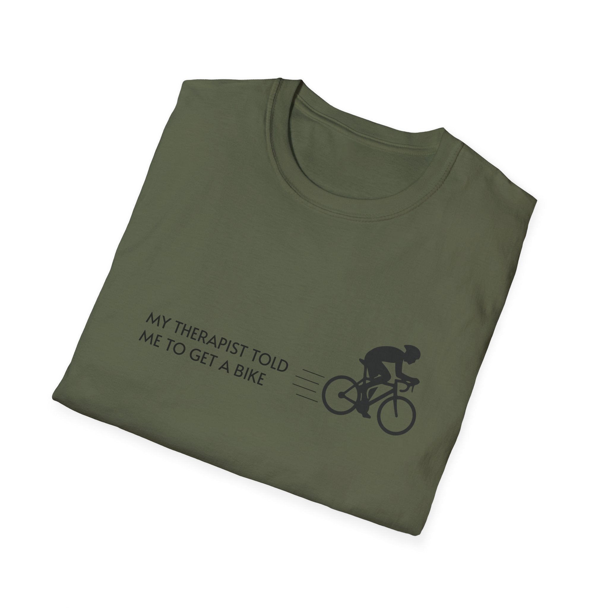 Cycling T-Shirt — “My Therapist Told Me To Get A Bike” Minimal Bike Tee