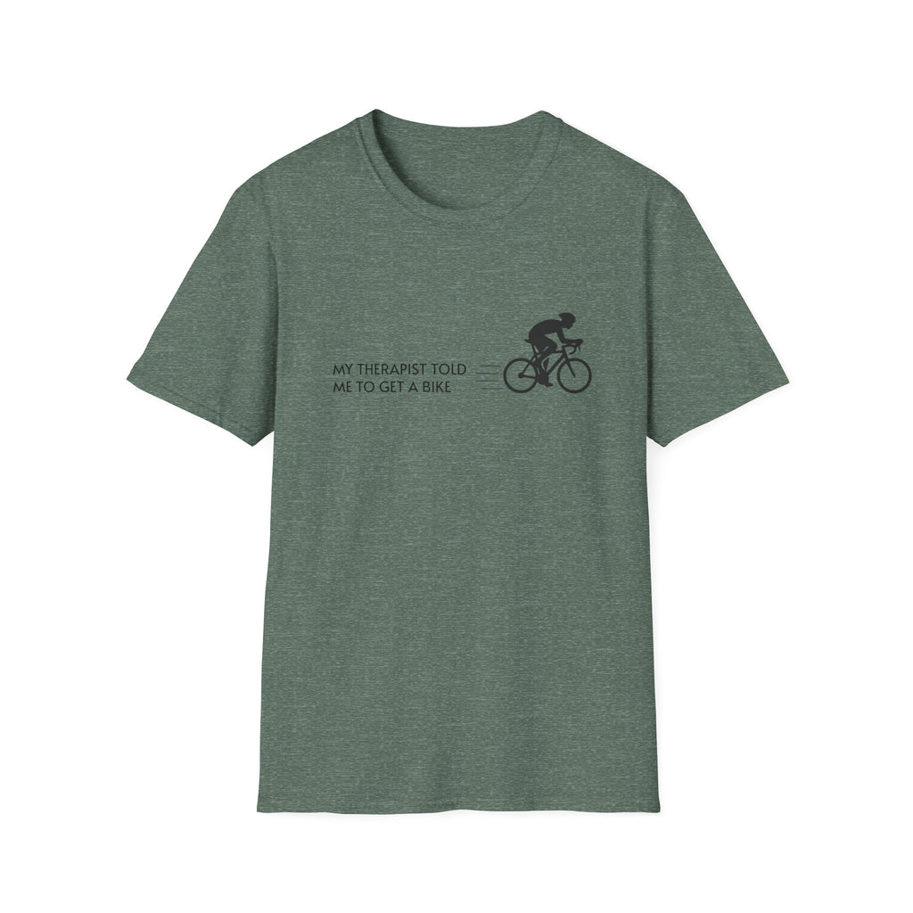 Cycling T-Shirt — “My Therapist Told Me To Get A Bike” Minimal Bike Tee