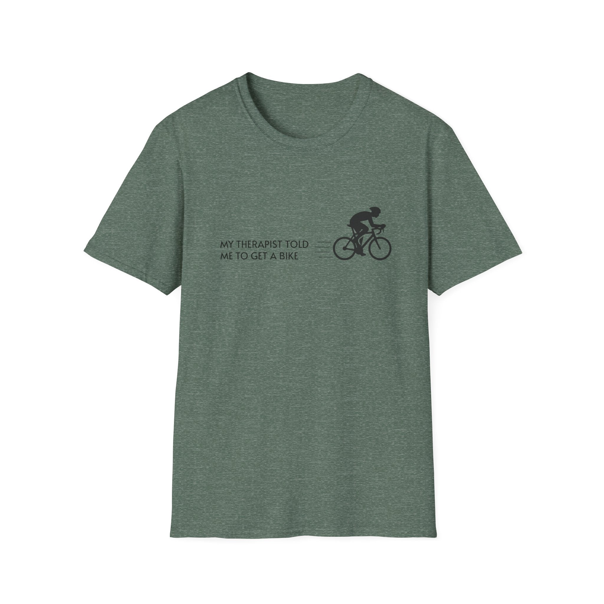Cycling T-Shirt — “My Therapist Told Me To Get A Bike” Minimal Bike Tee