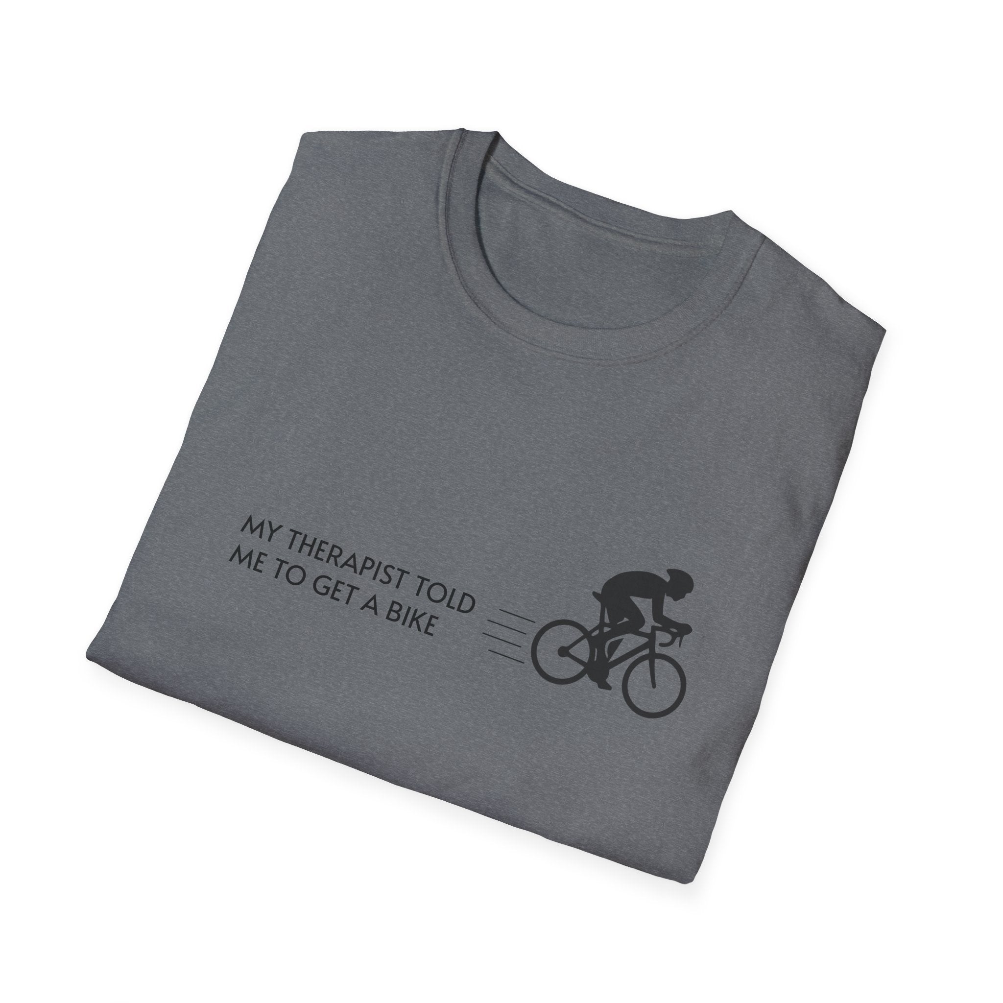 Cycling T-Shirt — “My Therapist Told Me To Get A Bike” Minimal Bike Tee