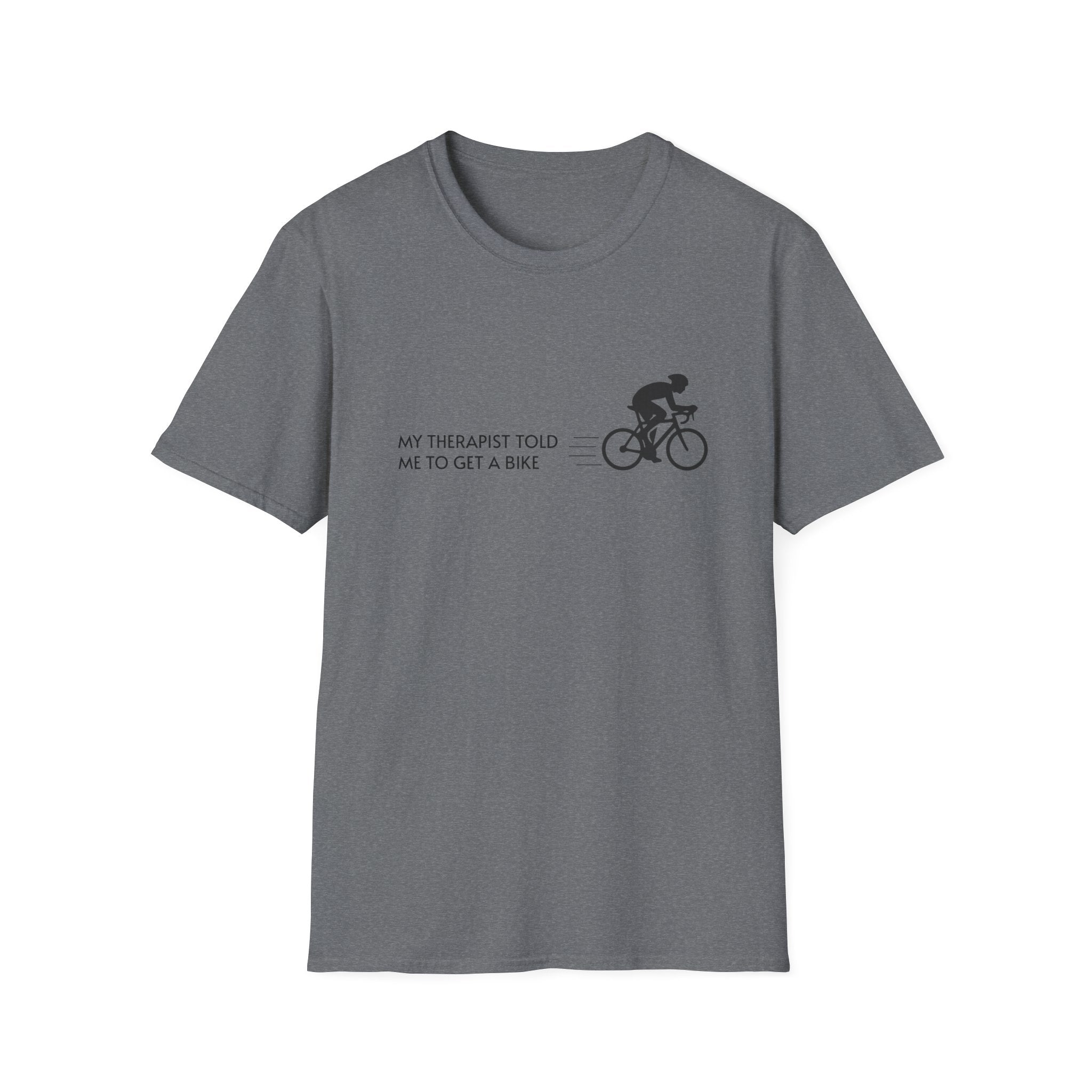 Cycling T-Shirt — “My Therapist Told Me To Get A Bike” Minimal Bike Tee