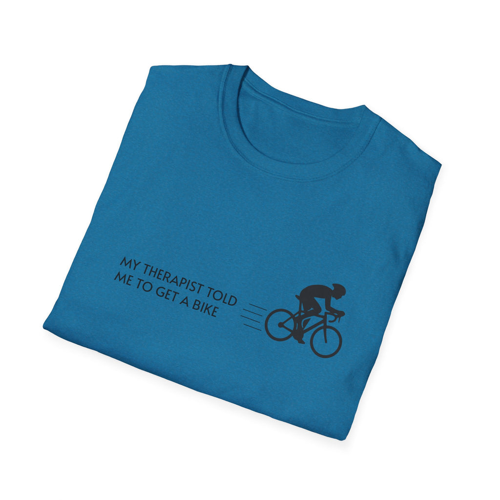 Cycling T-Shirt — “My Therapist Told Me To Get A Bike” Minimal Bike Tee