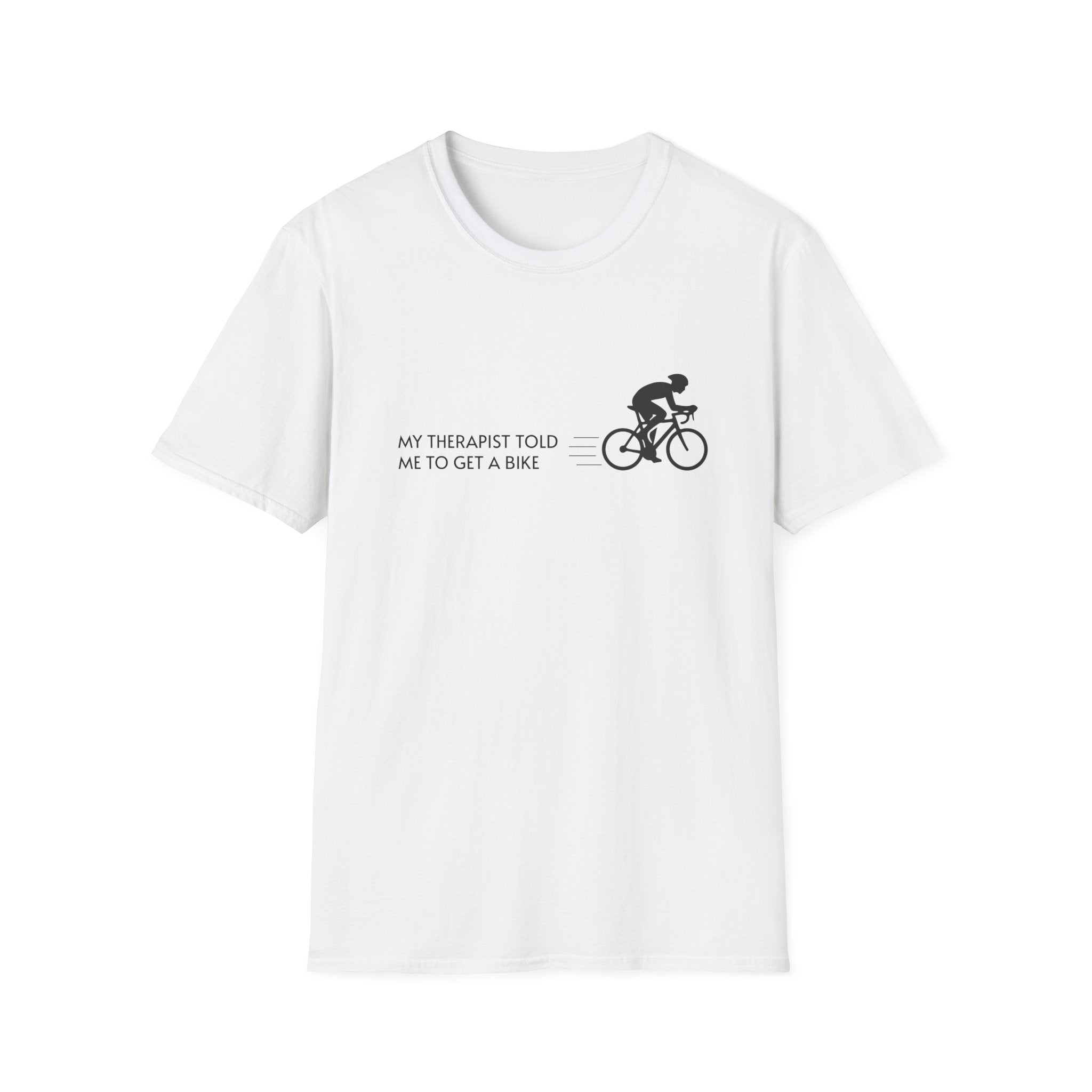 Cycling T-Shirt — “My Therapist Told Me To Get A Bike” Minimal Bike Tee