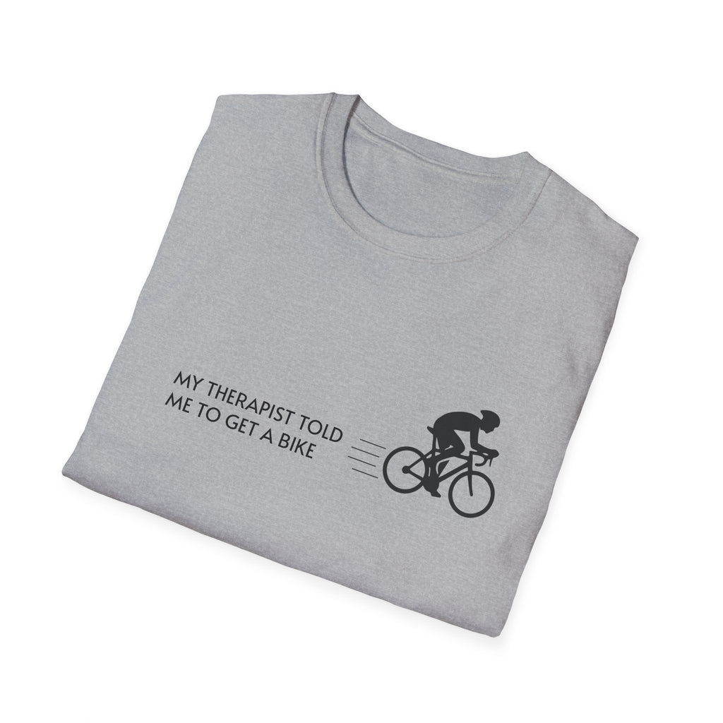 Cycling T-Shirt — “My Therapist Told Me To Get A Bike” Minimal Bike Tee