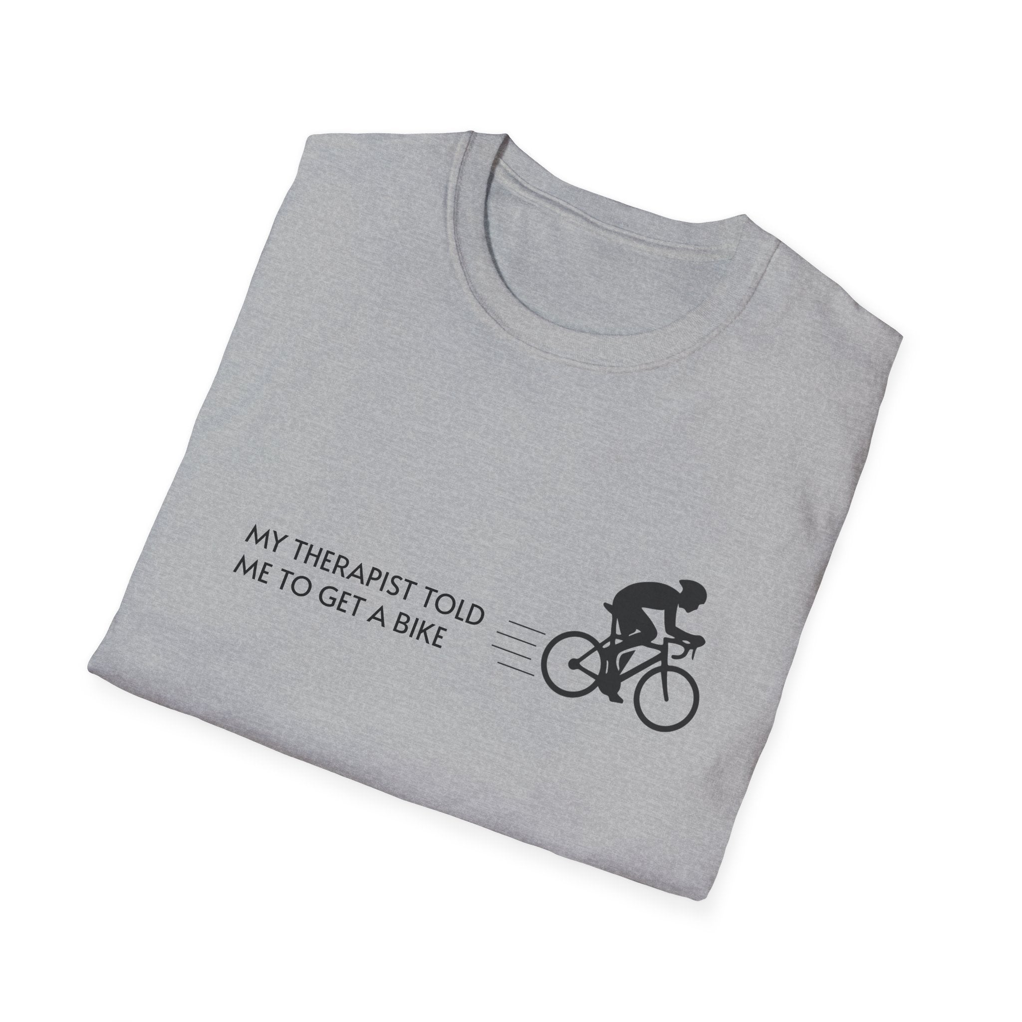 Cycling T-Shirt — “My Therapist Told Me To Get A Bike” Minimal Bike Tee