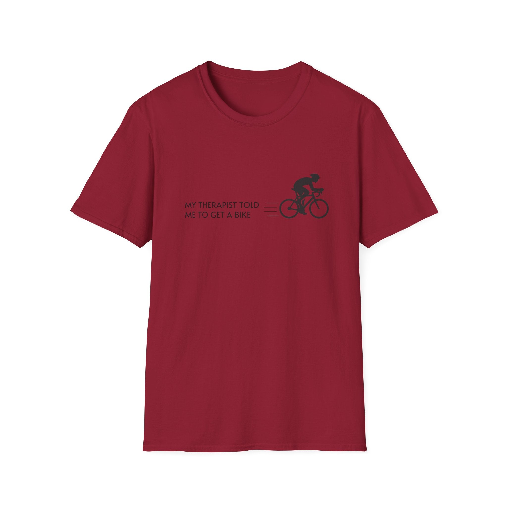 Cycling T-Shirt — “My Therapist Told Me To Get A Bike” Minimal Bike Tee