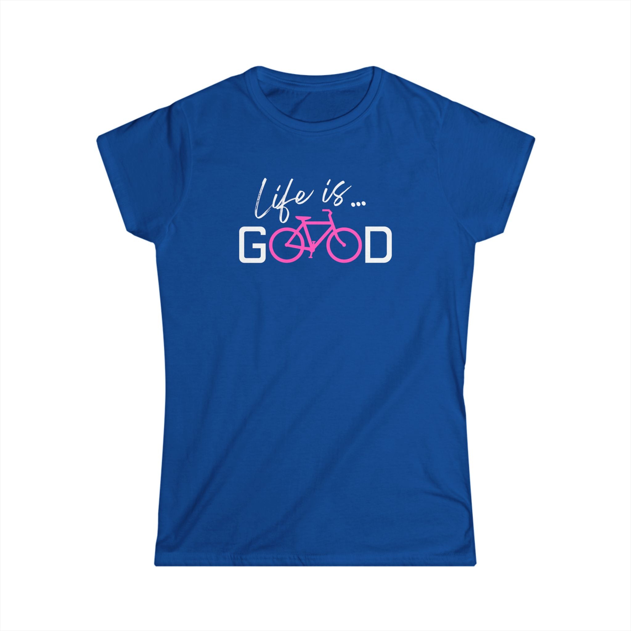 Life is Good Bike Tee | Cycling Graphic T-Shirt, Pink Bicycle Design