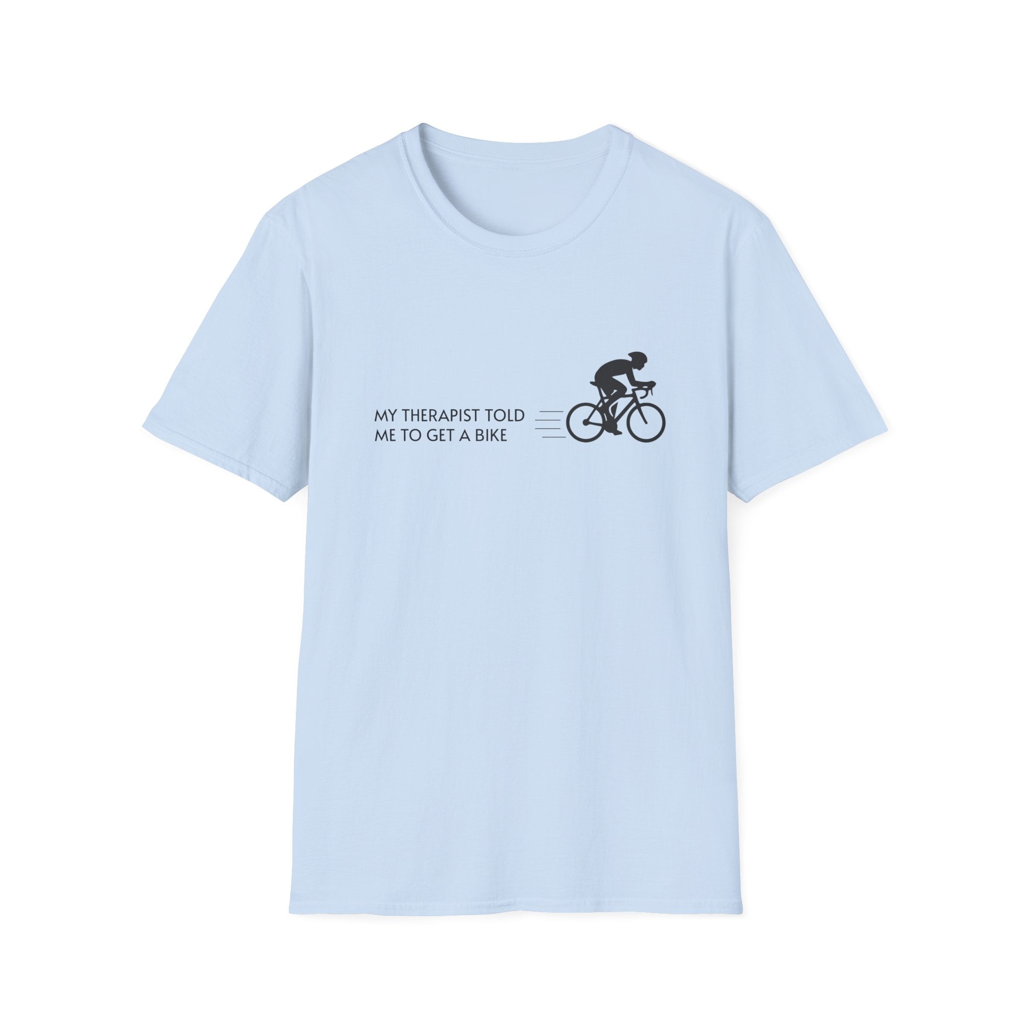 Cycling T-Shirt — “My Therapist Told Me To Get A Bike” Minimal Bike Tee