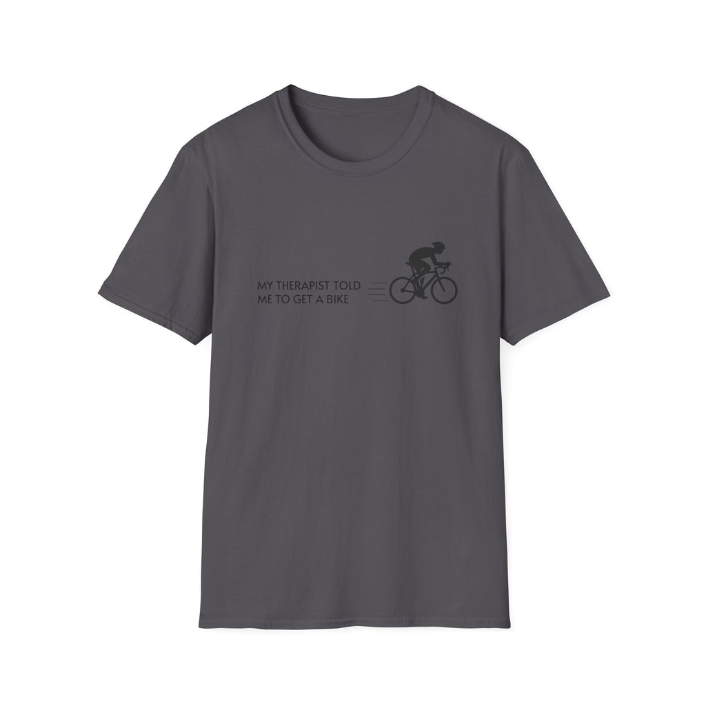 Cycling T-Shirt — “My Therapist Told Me To Get A Bike” Minimal Bike Tee