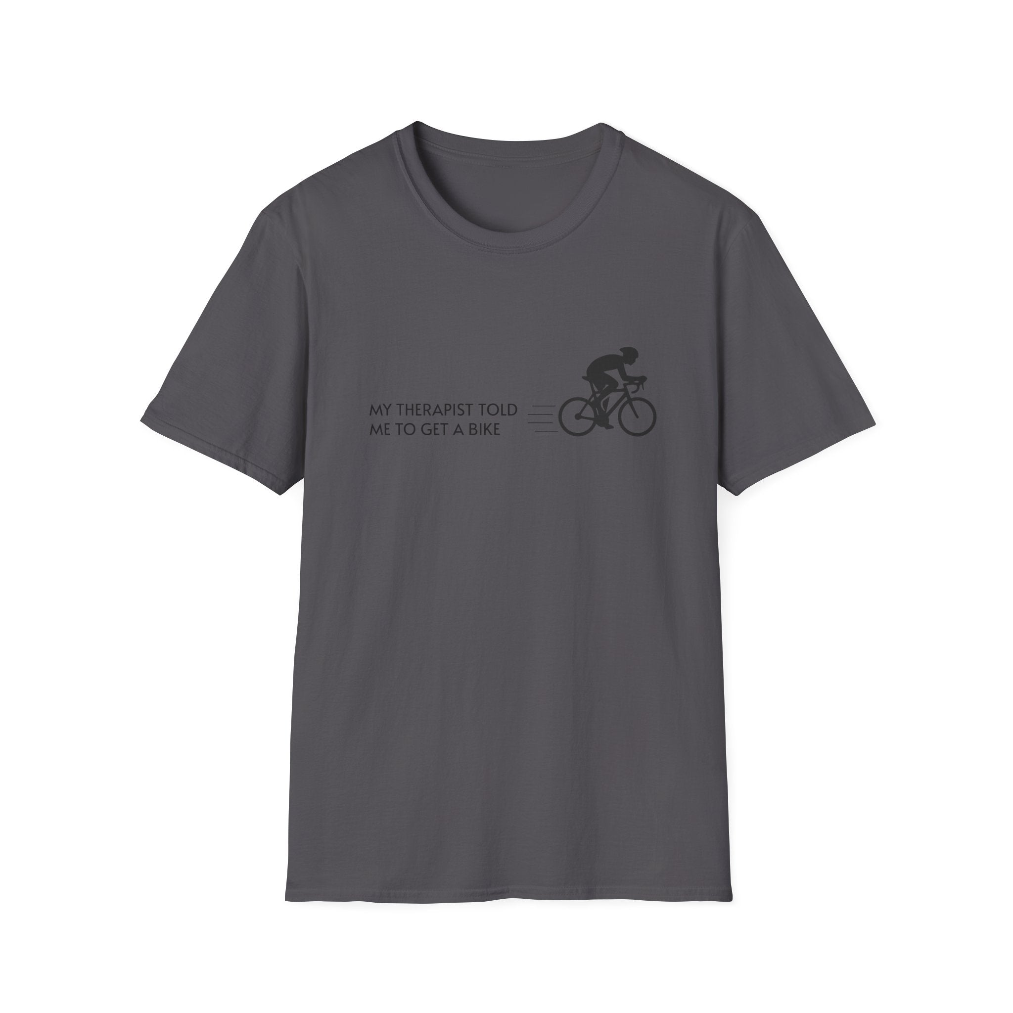 Cycling T-Shirt — “My Therapist Told Me To Get A Bike” Minimal Bike Tee