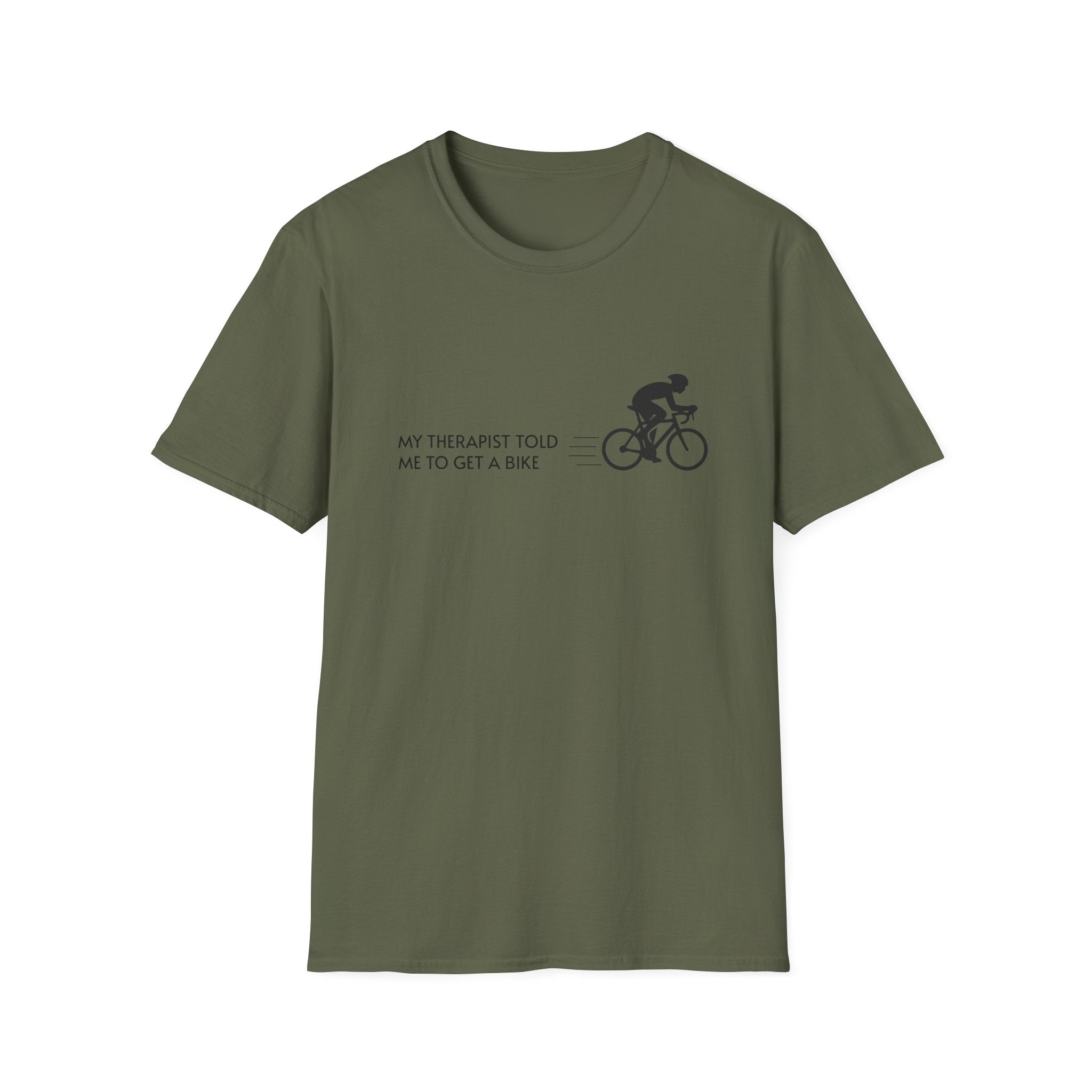 Cycling T-Shirt — “My Therapist Told Me To Get A Bike” Minimal Bike Tee