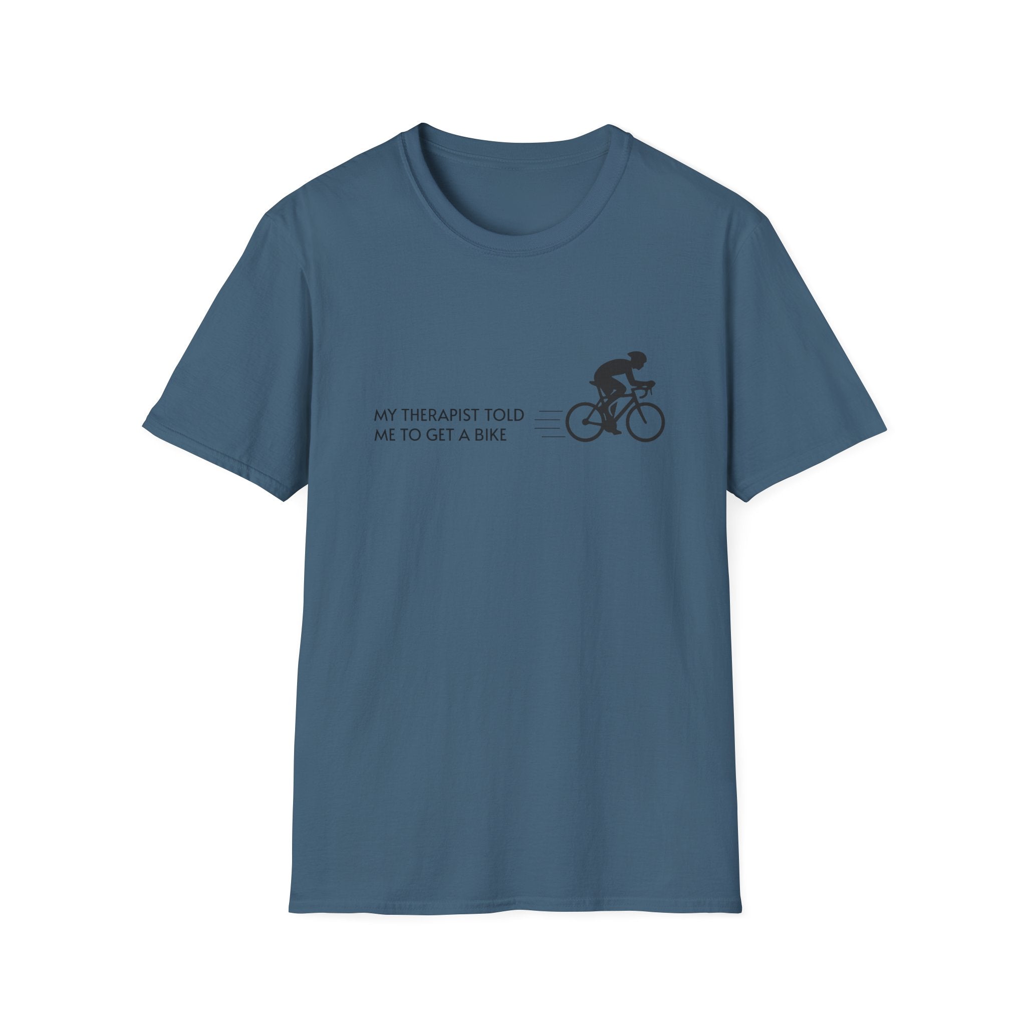 Cycling T-Shirt — “My Therapist Told Me To Get A Bike” Minimal Bike Tee