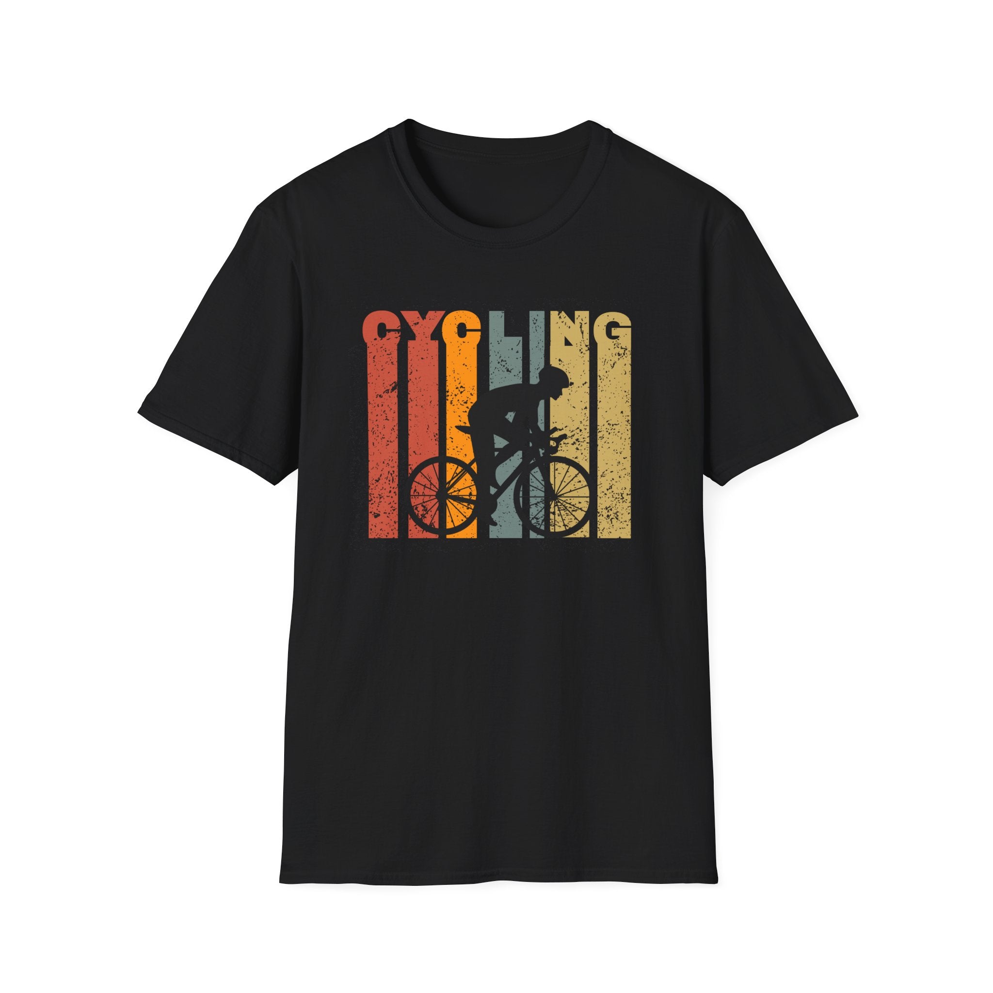 Retro Cycling Silhouette T-Shirt | Vintage Striped Bicycle Tee