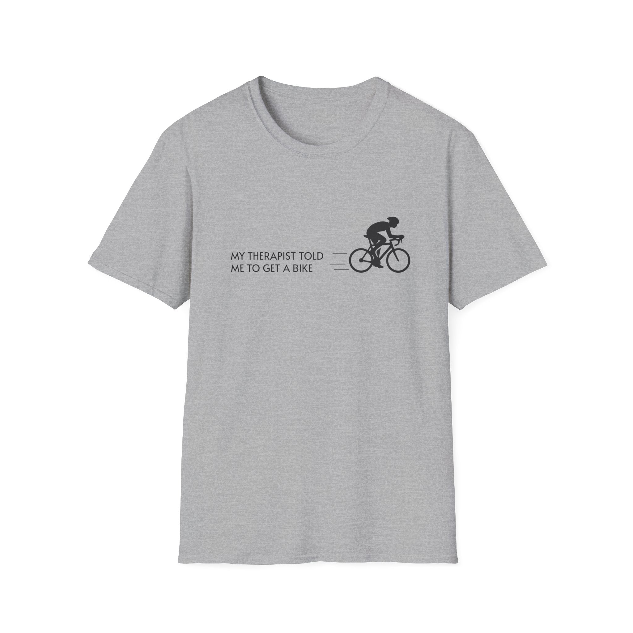 Cycling T-Shirt — “My Therapist Told Me To Get A Bike” Minimal Bike Tee