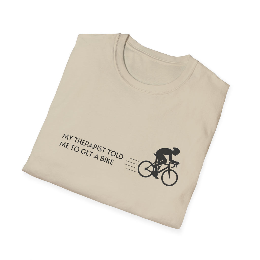 Cycling T-Shirt — “My Therapist Told Me To Get A Bike” Minimal Bike Tee