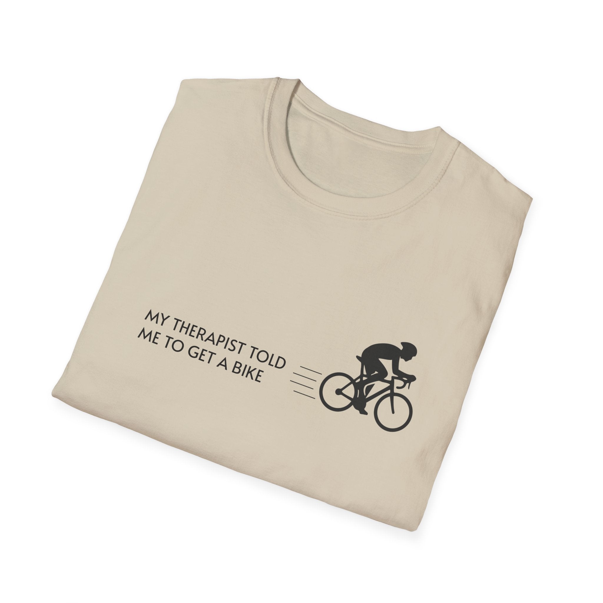 Cycling T-Shirt — “My Therapist Told Me To Get A Bike” Minimal Bike Tee